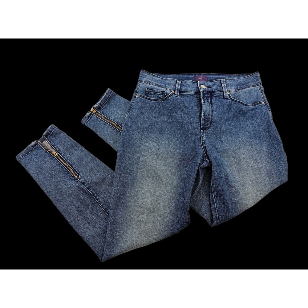 NYDJ 8 High Rise Skinny Slim Leg Denim Blue Jeans‎ Pants Stretch Trousers EUC